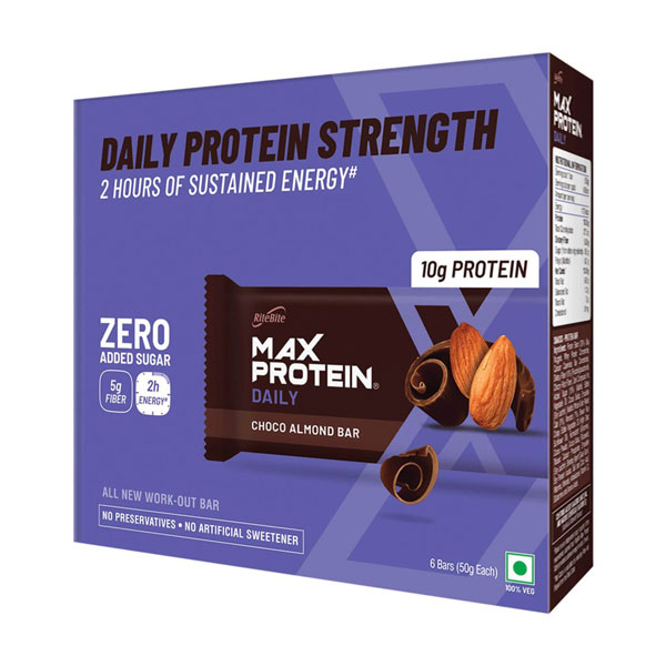 2 PC RiteBite Max Protein Daily Zero Added Sugar - Choco Almond (Pack of 6) x 2-0