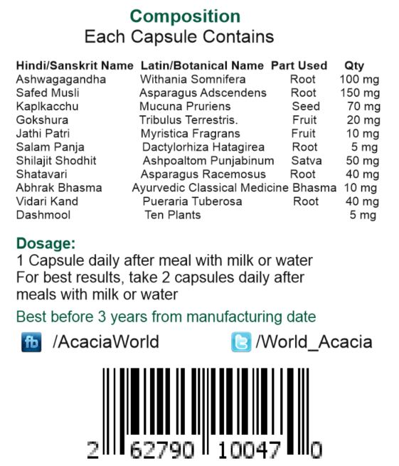 Acacia Herbals Testosterone Booster 60 Capsules-1157