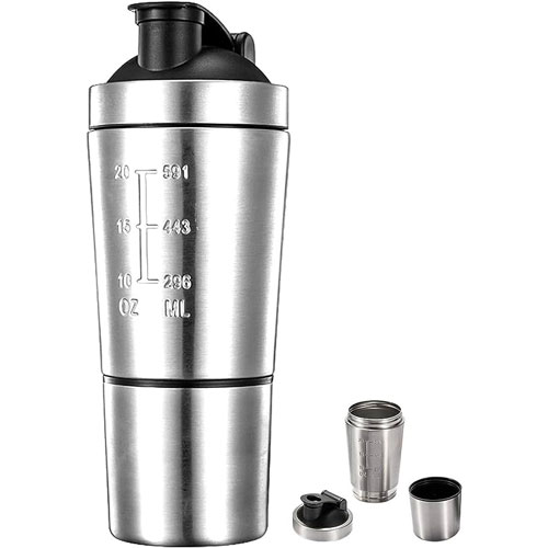 ROCKY&CHAO Stainless Steel Protein Shaker, 900 ML Metal Protein Mixer –  BABACLICK