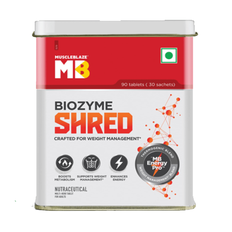 MuscleBlaze Biozyme Shred Fat Burner 90 Tablets (30 Sachets)